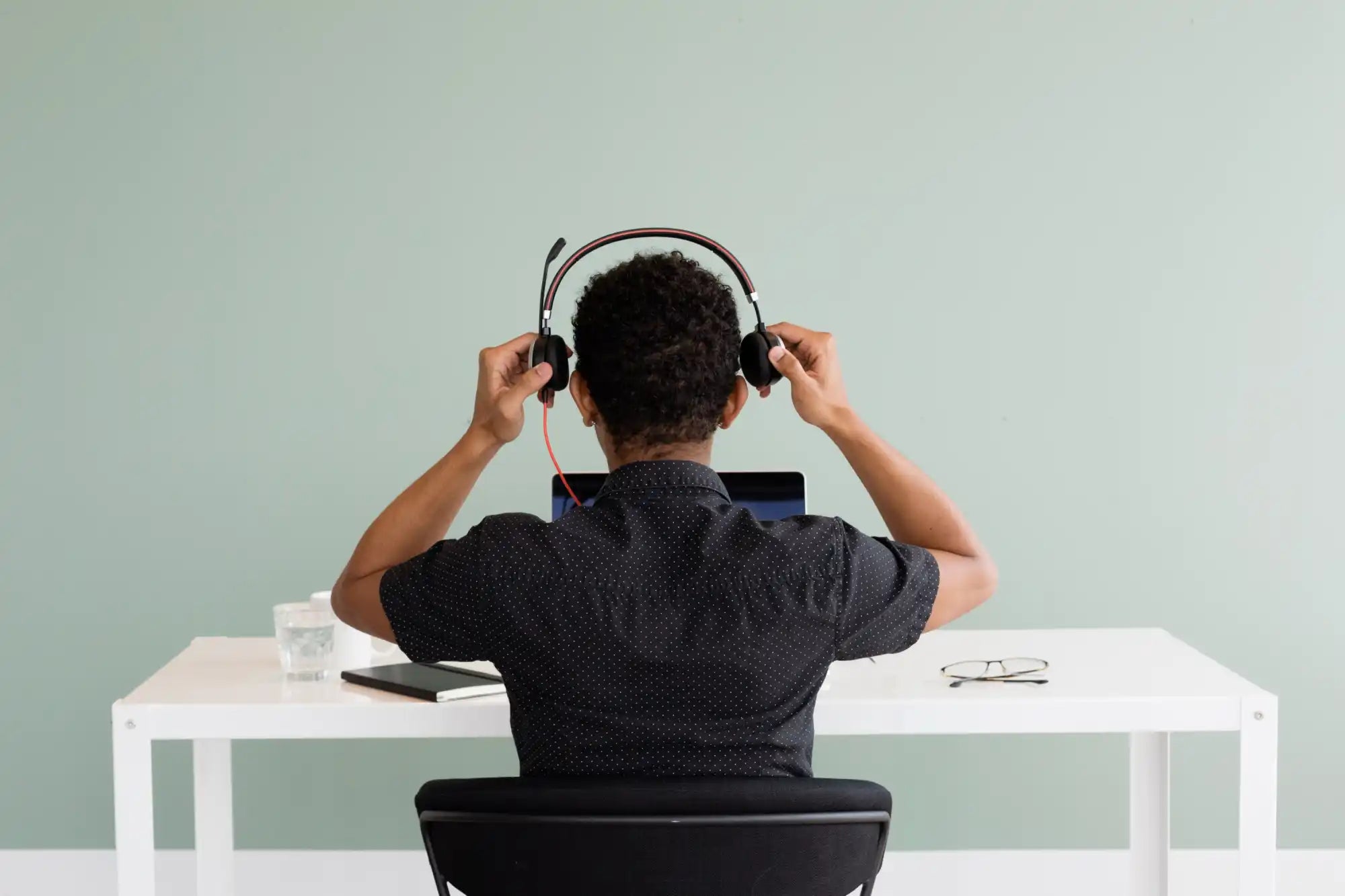 Black headset with microphone.