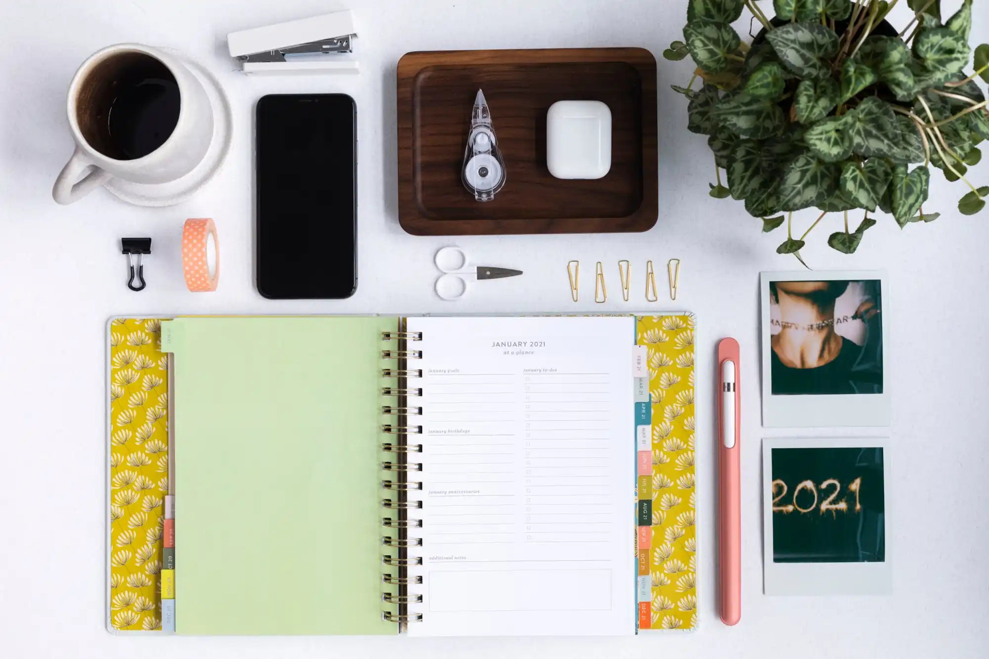 Organized desk arrangement.