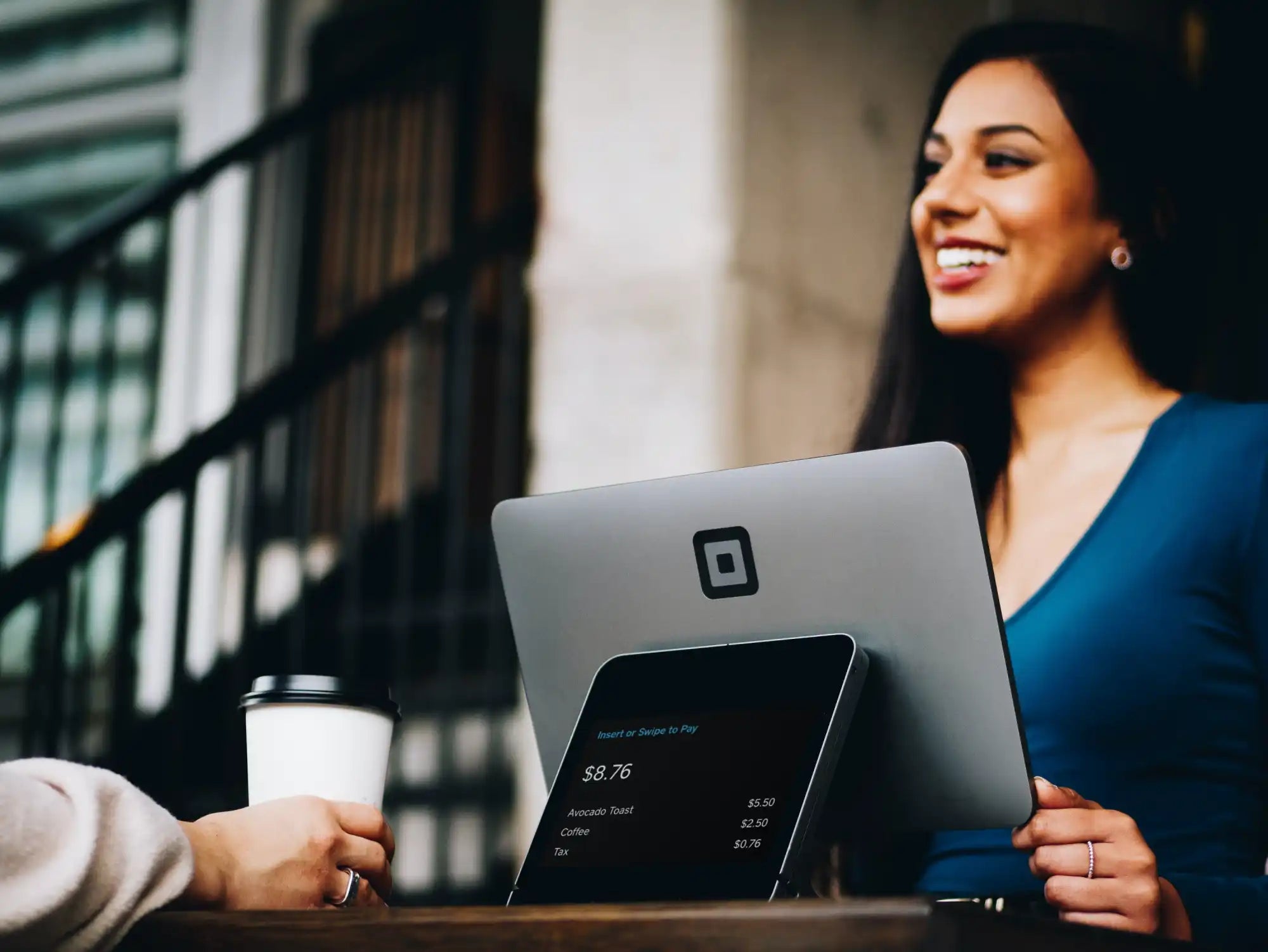 Square point-of-sale system.